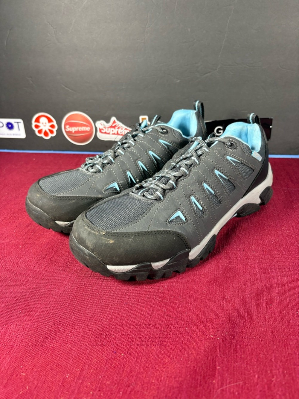 Men's Black and Light Blue Outdoor Trail Sneakers